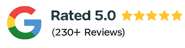 Rated 5.0 on Google with 230+ reviews